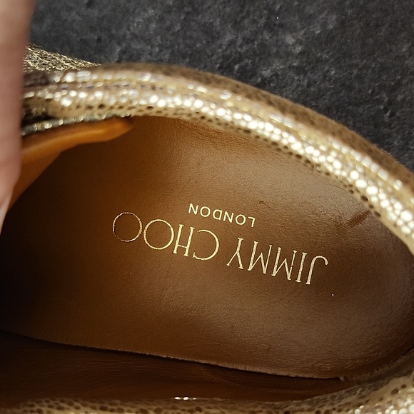 Jimmy Choo size 36 gold metallic lace up sneaker - Picture 9 of 11